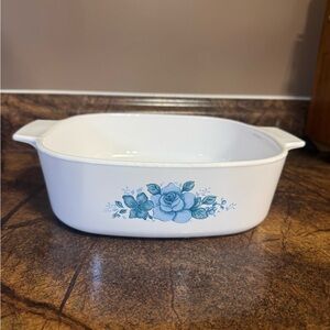 Vintage Corningware baking dish Blue Velvet Rose